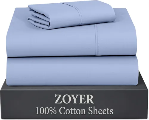 Vista 40 de ZOYER Sábanas de 100 % algodón percal tamaño individual, refrescantes y transpirables, duraderas, con una sensación nítida, suave y cómoda, bolsillo