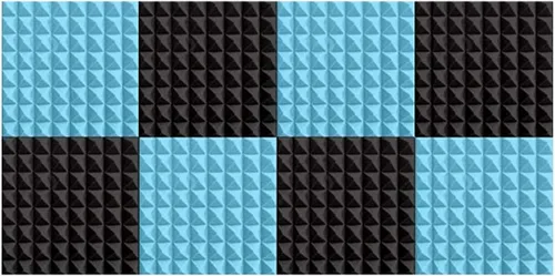Vista 17 de Paquete de 8 – 4 piezas negras y 4 piezas de paneles de espuma acústica pirámide azul bebé, diseño de bricolaje, aislamiento acústico, aislamiento