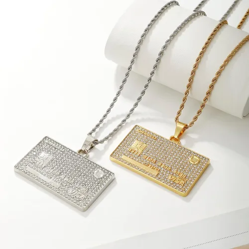 Vista 6 de LUREME Iureme Hip Hop Collar con colgante de tarjeta de visa de crédito, collar de cadena de 24 pulgadas, joyería para hombres y mujeres, regalos