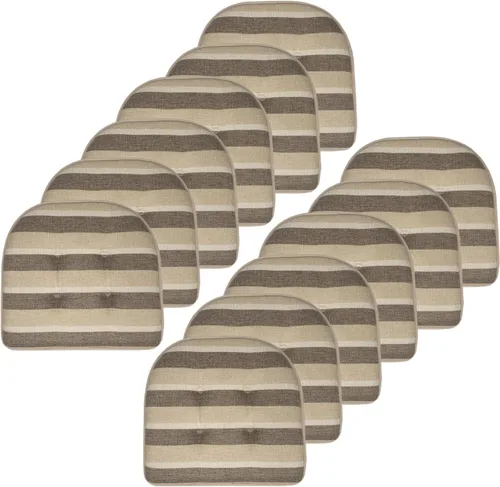 Vista 55 de Sweet Home Collection - Cojín de asiento de espuma viscoelástica y respaldo de caucho antideslizante con capitoné para silla, cojín en U, 17x16 Gris