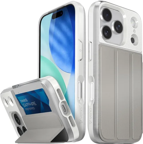 Vista 35 de VENA vCommute - Funda tipo cartera para iPhone 15, [protección contra caídas de grado militar] Funda de cuero con ranura para tarjetas con soporte