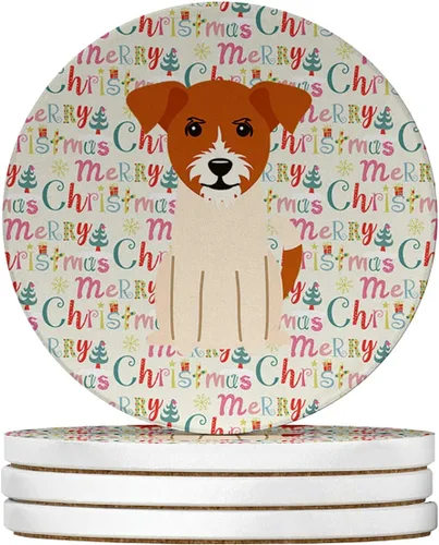 Vista 78 de Abyssinian Sand Terrier Merry Christmas - Posavasos grandes de piedra arenisca (4 unidades)