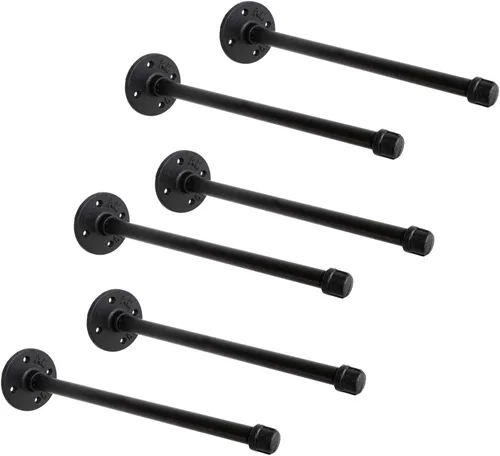 Vista 10 de Soportes industriales de tubo de hierro negro de 1/2 pulgada, soporte rústico para colgar en la pared, soportes de tubo personalizados para estantes