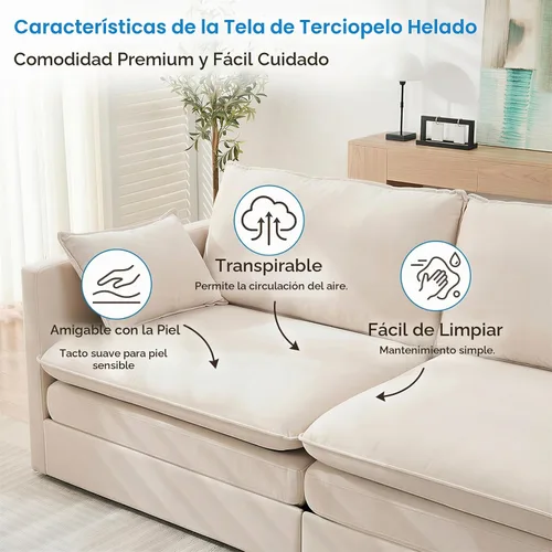 Vista 4 de Mjkone Sofá cama extraíble tamaño Queen de 78 pulgadas de ancho, color beige