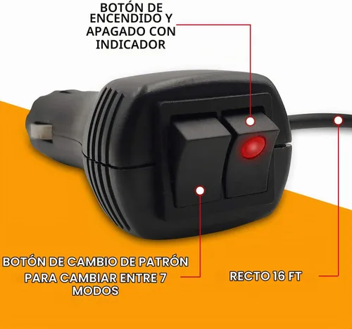 Vista 5 de Luz estroboscópica LED, luces intermitentes de seguridad de emergencia de 12 V-24 V con cable magnético y cable recto de 16.4 pies para vehículo