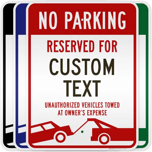 Vista 15 de Letrero personalizado de no estacionamiento, letreros de estacionamiento reservados personalizados para negocios, 10 x 14 pulgadas, metal
