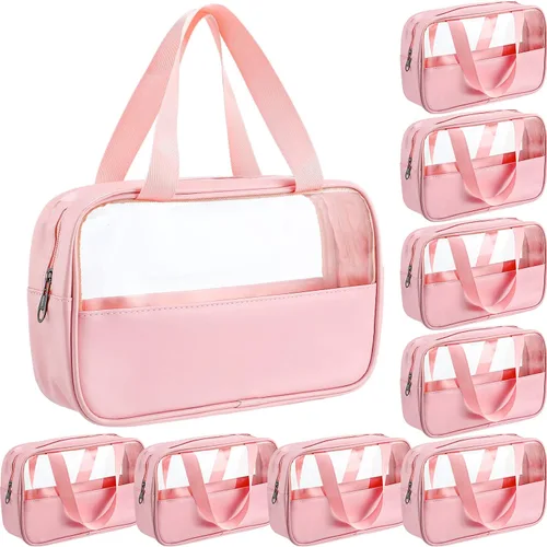 Vista 16 de Buryeah 9 piezas translúcidas bolsa de maquillaje organizador de artículos de tocador para mujeres y hombres, bolsa de viaje portátil impermeable