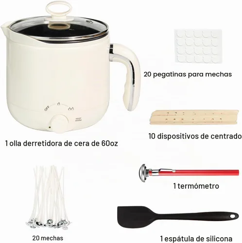 Vista 2 de Aroparc Derretidor de cera para hacer velas con termómetro, gran derretidor eléctrico de cera de 60 oz/1.8 L con boquilla de vertido para hacer