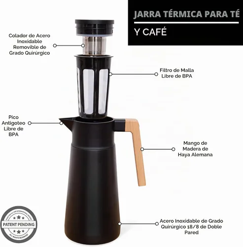 Vista 6 de Hastings Collective Jarra térmica de café de 68 onzas, jarra grande aislada de acero inoxidable, termo de doble pared de 2 litros, dispensador