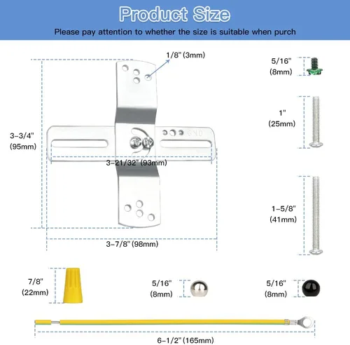 Vista 4 de Helunsi 2 juegos de soporte de montaje de lámpara, barra transversal universal de 4 pulgadas para iluminación, placa de montaje de ventilador