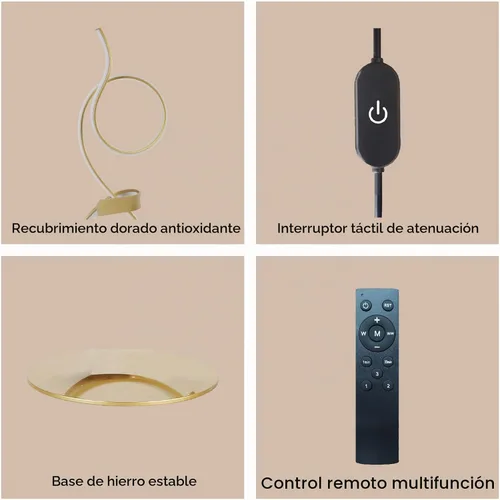 Vista 4 de Lámparas de mesa LED de 21 pulgadas, 20W, 2700 lm, modernas, con control táctil de 3 colores, regulables, para sala de estar, dormitorio (dorado)