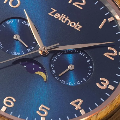 Vista 23 de Zeitholz Relojes de madera para hombre, reloj de madera, regalos, reloj analógico, nueva colección Klitten 1.654 in con movimiento de cuarzo japonés.