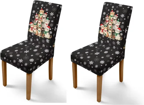 Vista 95 de Rnyleeg Fundas navideñas para sillas de comedor, fundas de asiento de comedor con estampado de campanas brillantes, juego de 1 funda suave y lavable