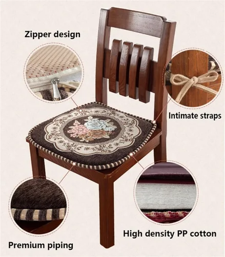 Vista 4 de EORNOW Juego de cojines para silla de comedor con lazos, juego de 1/2/4, almohadillas antideslizantes para silla de comedor con funda extraíble