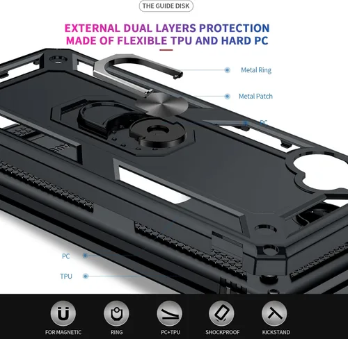 Vista 4 de LeYi Funda para Samsung Galaxy A05 (no compatible con A05S) con protector de pantalla y protector de lente de cámara, funda resistente de grado Negro