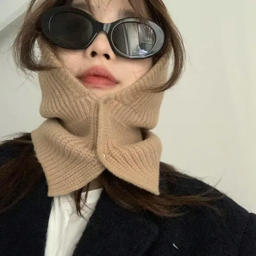 Vista 5 de Bufanda para la cabeza para mujer, gorro de invierno de punto, gorros de ganchillo, lindos gorros para mujer