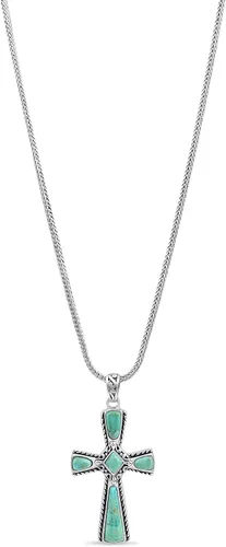 Vista 3 de Stauer - Colgante de cruz turquesa Mission para mujer (3 25 ctw) y cadena, Gema, turquesa