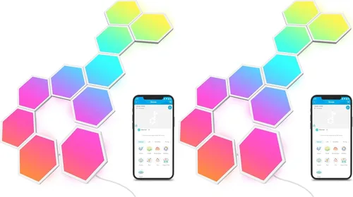 Vista 9 de Paneles de luz Govee Glide Hexa, luces de pared LED hexagonales RGBIC, luces de pared creativas Wi-Fi para el hogar inteligente con sincronización