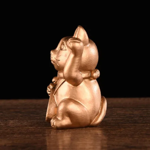 Vista 7 de BRABUD Estatua de gato de la suerte de Fengshui de resina que atrae riqueza adornos decoración de escritorio de oficina en casa 3.5 pulgadas (H)