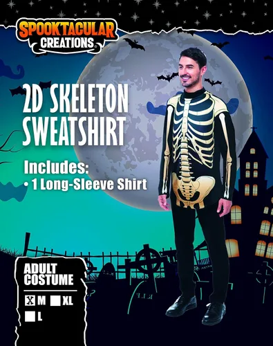 Vista 7 de Spooktacular Creations Disfraz de camiseta de esqueleto para hombres adultos disfraz de esqueleto de manga larga 3D para fiesta de disfraces