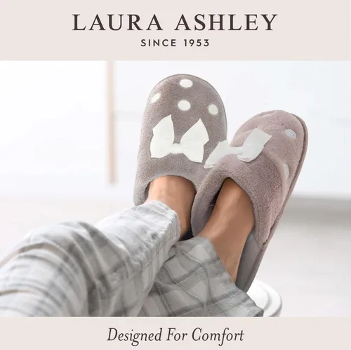 Vista 6 de Laura Ashley Pantuflas tipo zueco de punto de puntada de diamante para niña con pompones
