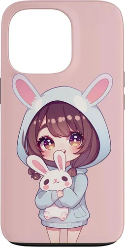 Vista 10 de Anime Girl With Bunny Kawaii Easter Japanese Otaku Girl Case for iPhone 16