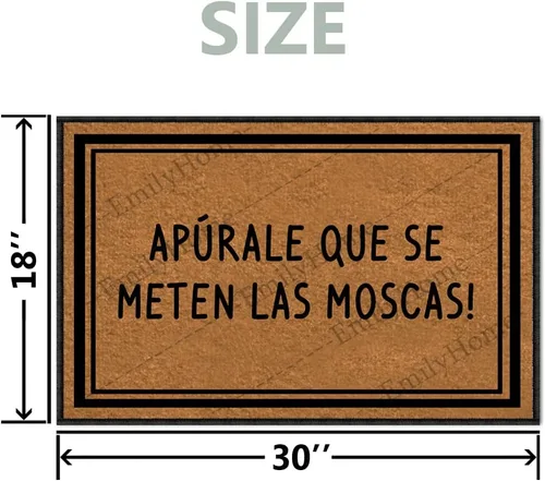Vista 3 de Emilyhome - Tapete divertido para puerta de exterior, Apúrale Que Se Meten Las Moscas lavable a máquina, de perfil bajo, 30 x 18 pulgadas
