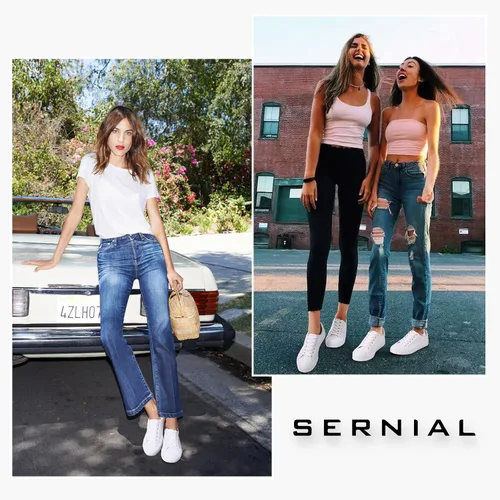 Vista 5 de SERNIAL Zapatos de tenis blancos para mujer, zapatillas de deporte de cuero PU zapatos casuales para caminar para mujer