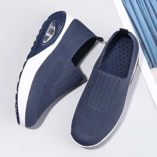 Vista 7 de RiceelSor Zapatos ortopédicos de malla para caminar con amortiguación de aire para mujer, zapatos casuales de plataforma sin cordones, zapatos