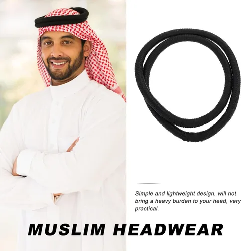Vista 2 de SOIMISS 1 par de accesorios para hombre, diadema árabe shemagh para la cabeza de los hombres Keffiyeh turbante del desierto, pañuelo hiyab este