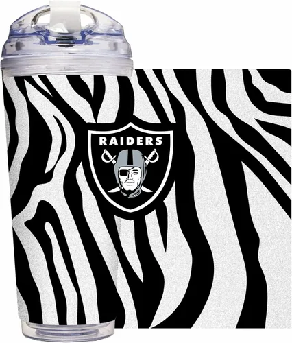 Vista 71 de Rico Industries NFL Football Glitter 24 onzas Vaso de purpurina acrílico con tapa con bisagra, Vaso de doble pared oficialmente licenciado con pajita