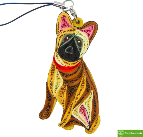 Vista 5 de Bulldog francés, decoración para el hogar, decoración navideña, adorno hecho a mano para amantes de los animales, adorno quilled, bolso, mochila