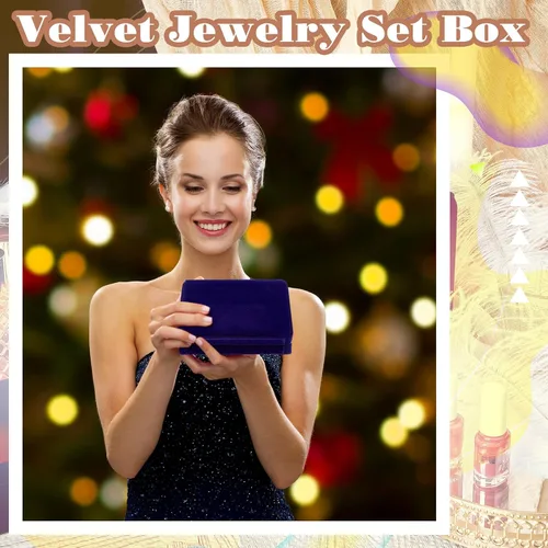 Vista 4 de Juego de joyas grande de 6 piezas, collar y anillo de pendiente, caja de regalo de franela, caja de regalo de joyería, caja de joyería para viajar