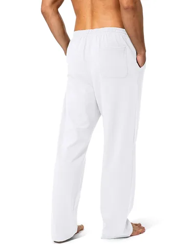 Vista 3 de Pudolla - Pantalones deportivos de algodón para hombre, para yoga, pantalones deportivos con parte inferior abierta, informal, pantalones de jersey
