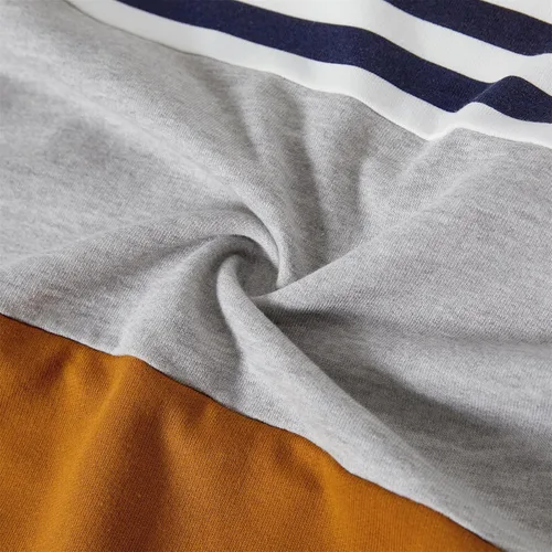Vista 2 de PATPAT Sudadera familiar a juego con bloques de color, gris y blanco, estampado de estrellas de manga larga