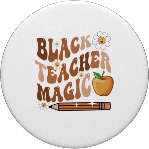 Vista 3 de Goovy Black Teacher Magic Afro Love Melanin African American PopSockets Adhesive PopGrip