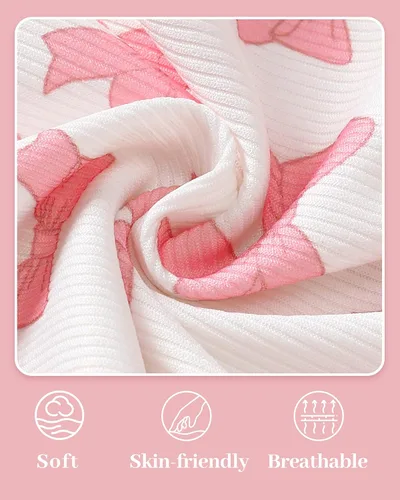 Vista 6 de SUNNY PIGGY Ropa para bebé recién nacida, 4 piezas, lindos trajes de otoño Rosa (Bow Pink)