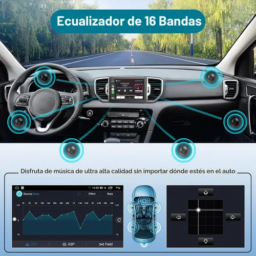 Vista 6 de Estéreo de coche de doble DIN de 7 pulgadas inalámbrico CarPlay inalámbrico Android Auto, Android 2+32G pantalla táctil unidad principal de radio