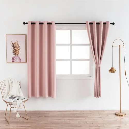 Vista 6 de MANGATA CASA Cortinas opacas negras con ojales, 2 paneles para dormitorio, panel de cortina de ventana para sala de estar, cortinas térmicas de Negro