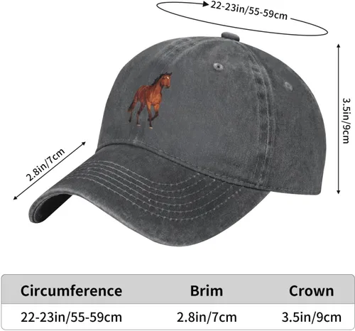 Vista 6 de Gorra de béisbol ajustable para mujer y hombre con patrón de caballo, sombrero de mezclilla de animales