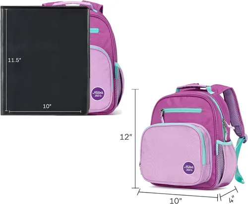 Vista 9 de mibasies Mochila para niñas y niños, ideal para niños y niñas, mochila para preescolar jardín de infantes y primaria, Rosa púrpura oscuro, Niñito-7L