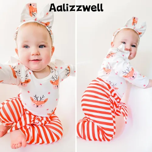 Vista 35 de Aalizzwell Conjunto de mameluco acanalado para bebé recién nacido prematuro para otoño e invierno