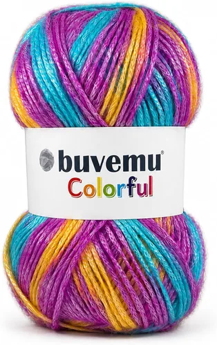 Vista 10 de Colorido hilo multicolor a rayas con sutil brillo, 56% poliéster, 44% acrílico, cada uno de 3.53 onzas / 252 yardas (754.6 ft) (n.º 1) (cebra)