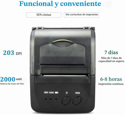 Vista 6 de NETUM Impresora Bluetooth de Recibos, Impresora Térmica Mini POS de 58mm Impresora Personal Portátil de Facturas de 2 Pulgadas para Ventas