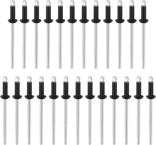 Vista 10 de uxcell Remaches ciegos de nailon, 1/8 x 1/2 pulgadas (0.126 in x 0.500 in), cierre de remache para tablero de PC, negro, 25