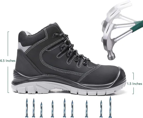 Vista 5 de DRKA Botas de trabajo con punta de acero para hombre resistentes al agua