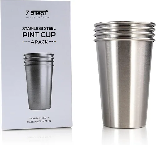 Vista 4 de 7 Steps - Vaso de acero inoxidable de 16.9 fl oz / 16 oz - Duradero - Reutilizable - Fiesta - Al aire libre - Senderismo - Camping - Picnic - Vaso