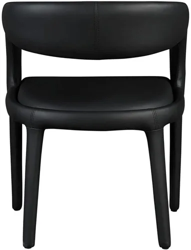 Vista 4 de Meridian Furniture 987Black-C Sylvester Collection Modern Silla de comedor tapizada de cuero vegano contemporáneo con respaldo redondeado, 23.5