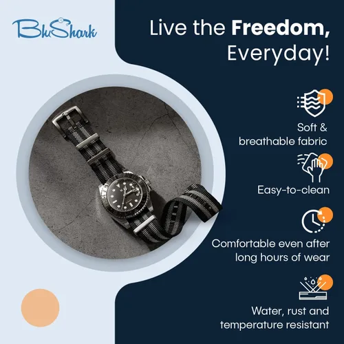Vista 4 de BluShark La correa para reloj de nailon de alta calidad original, varios tamaños y estilos