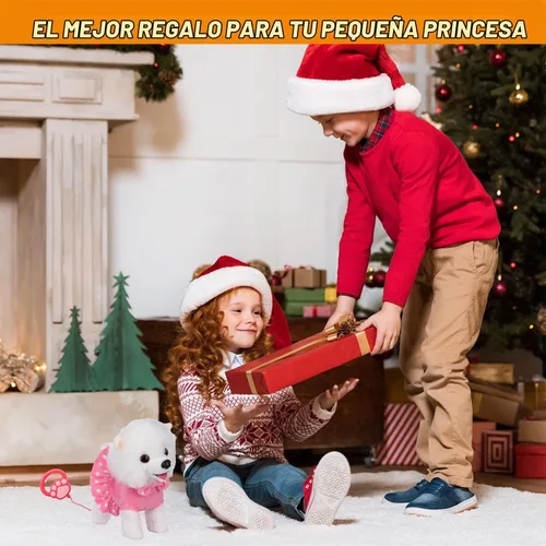 Vista 6 de WorWoder - Juguete de perro interactivo de felpa electrónico que canta, camina y ladra con control remoto y correa para niños, regalos para bebés